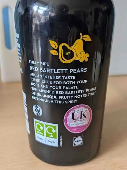 Photo of free 1 bottle Lidl deluxe Williams Pear Spirit (Cotham Ward BS6) #2