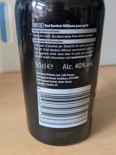 Photo of free 1 bottle Lidl deluxe Williams Pear Spirit (Cotham Ward BS6) #3