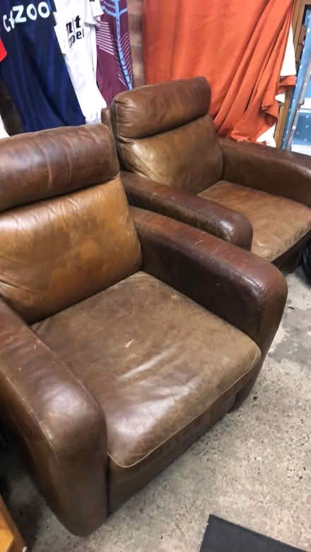 Photo of free 2 x Quality Brown Leather Chairs (CV9) #1