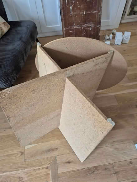 Photo of free Round chipboard table. Glass top (Teddington TW11) #1