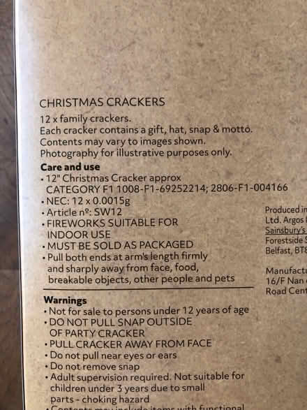 Photo of free Christmas crackers- full box (High Green, S35) #2