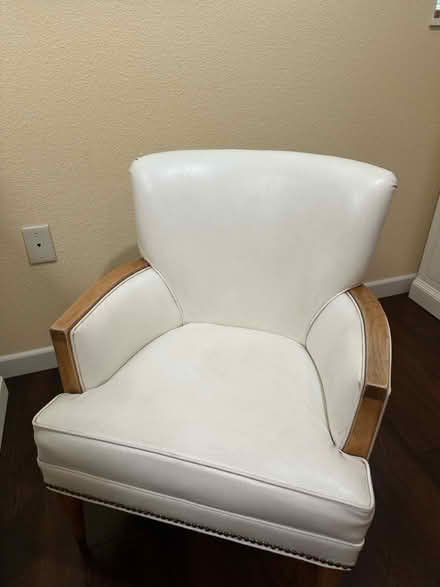 Photo of free White/Wood Armchair (SLO Johnson Ave & Laurel Lane) #1
