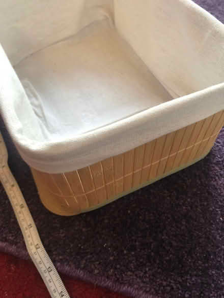 Photo of free Small linen-lined storage basket/box, base needs gluing back (Monks Hill CR2) #4
