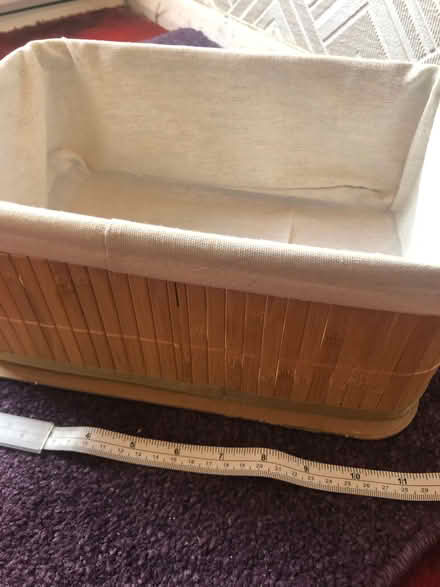 Photo of free Small linen-lined storage basket/box, base needs gluing back (Monks Hill CR2) #3