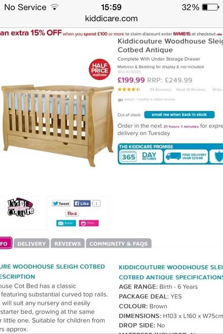 Photo of free Wooden Cotbed (Caversham Park RG4) #1
