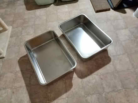 Photo of free 2 lg stainless cat litter boxes (City of Kennesaw, near KSU) #1