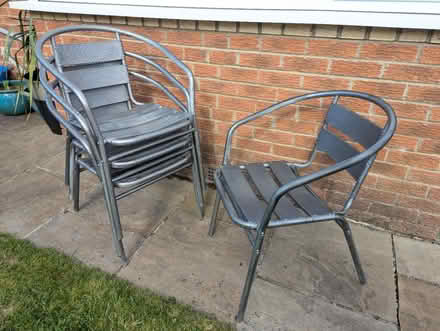 Photo of free 4 light weight bistro chairs silver (WF4) #1
