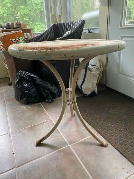 Photo of free Metal outdoor Bistro Table (Green Brook, south of Rt 22) #2