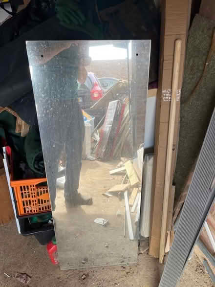 Photo of free Mirror glass - 4’ x 1.5’ with mounting holes (Marlow Bottom SL7) #1