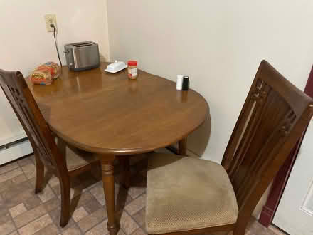 Photo of free Dining room table with three chairs (Nonotuck Street) #1