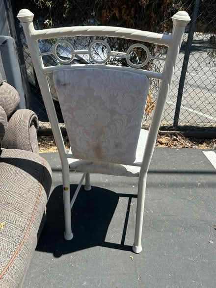 Photo of free Metal-framed upholstered chair (Valencia Avenue, Sunnyvale) #3
