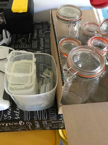Photo of free Mason jars, stationery equipment, shelves, small tool box (Whitehaven CA28) #3