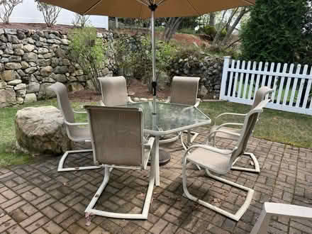 Photo of free Glass top patio table and chair set (Lexington 02420) #1