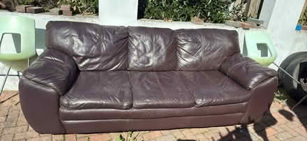 Photo of free Brown leather sofa (Burngreave S4) #2
