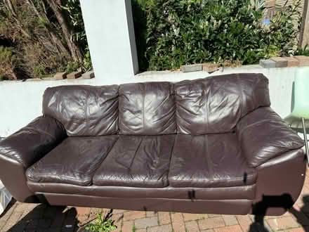 Photo of free Brown leather sofa (Burngreave S4) #1