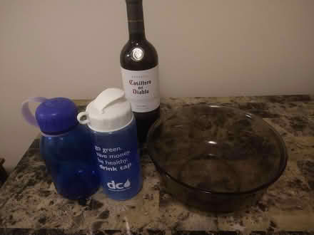 Photo of free water bottles and glass bowl (Foggy Bottom) #1