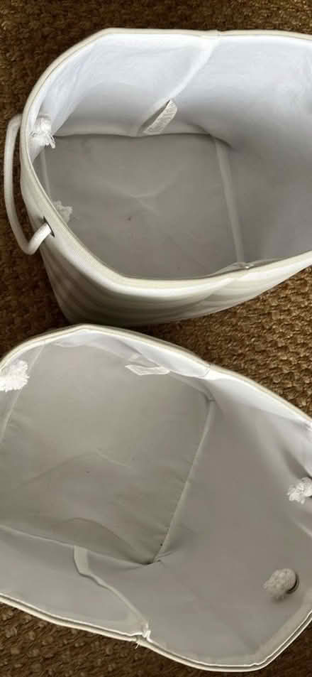 Photo of free 2x beige/white striped baskets (Whitehill SG4) #3