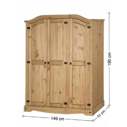 Photo of free Large 3 door pine wardrobe (Wood Lanes SK10) #1