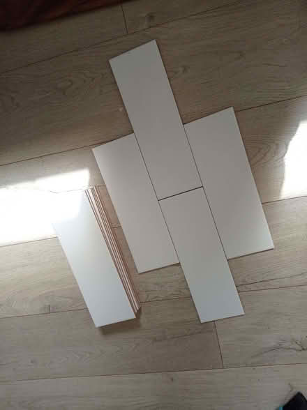 Photo of free Tiles: 10 x 30 cm matt white x12; grey ridge x 5 (Chippenham SN15) #1