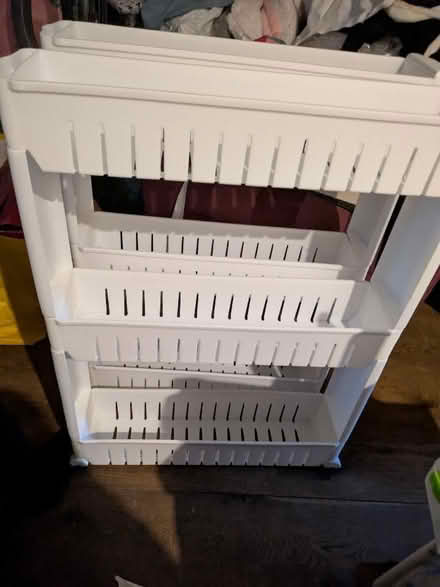 Photo of free Slim plastic storage shelves (Freehold LA1) #1