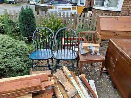 Photo of free Ercol style painted blue chairs (Pittville GL52) #1