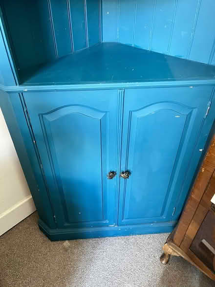 Photo of free Blue corner shelf / cupboards (E2) #1