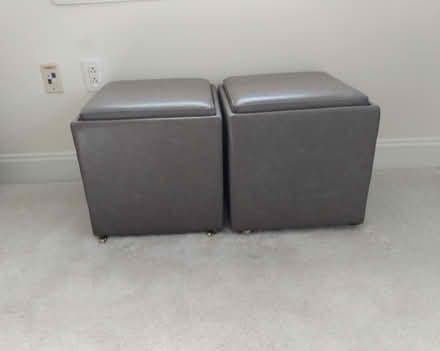 Photo of free Grey faux-leather storage ottomans (Cleveland Park) #1