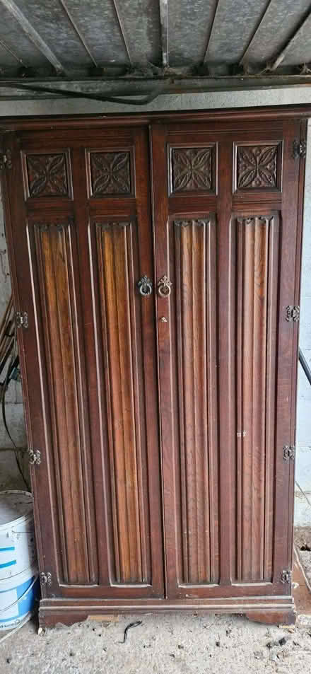 Photo of free Wooden wardrobe with rail and shelves inside (Hough CW2) #1