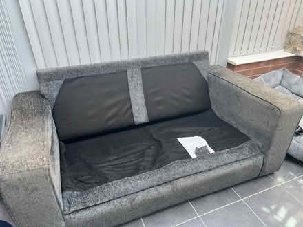 Photo of free Two seater sofa bed grey velour material (Woodville DE11) #2