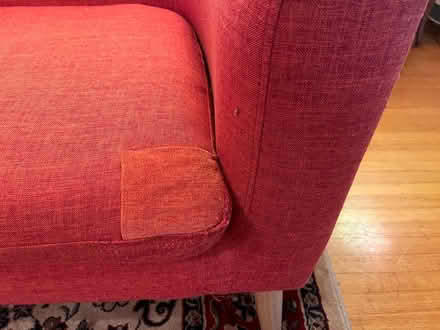 Photo of free orange MCM-style loveseat (Commercial Drive area) #2