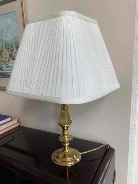 Photo of free Brass candlestick lamp and shade (Mickleover DE3) #1