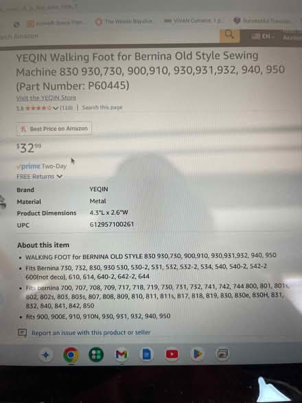 Photo of free Walking Foot for older Bernina (West Berkeley) #3