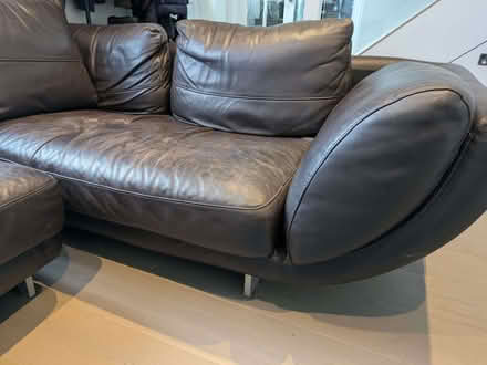 Photo of free Large brown leather sofa (Redhill RH1) #2