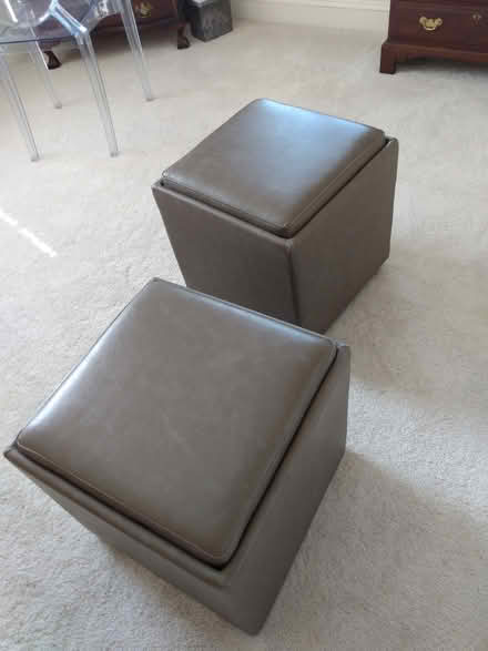 Photo of free Grey faux-leather storage ottomans (Cleveland Park) #2