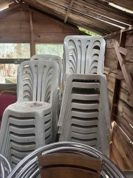 Photo of free 5 tables and 50 white pvc chairs (Cr52qq) #1
