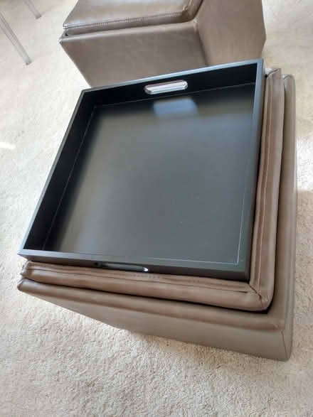 Photo of free Grey faux-leather storage ottomans (Cleveland Park) #3