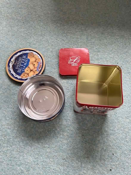 Photo of free 2 medium sized storage tins (Shefford) #2
