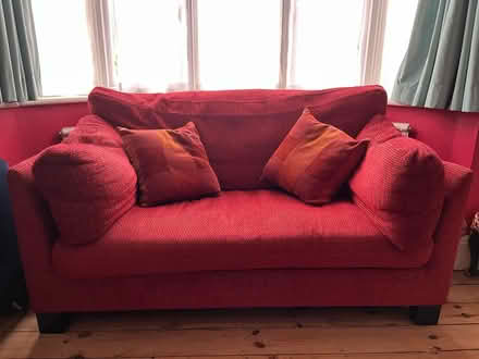 Photo of free Red two seater love seat sofa (Tottenham, N17) #1