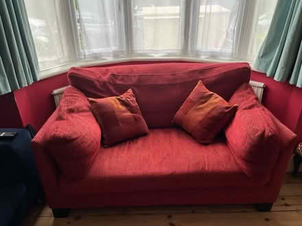 Photo of free Red two seater love seat sofa (Tottenham, N17) #2