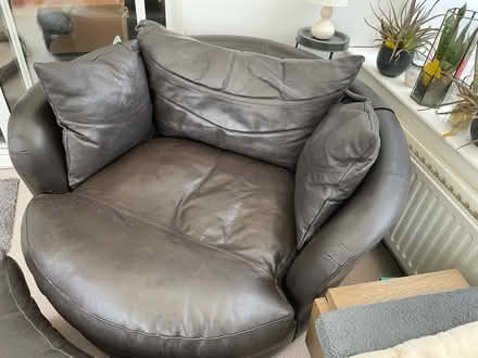 Photo of free Leather cuddle chair (Burghclere RG20) #2