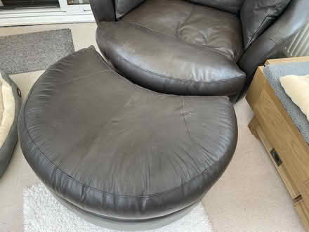 Photo of free Leather cuddle chair (Burghclere RG20) #3