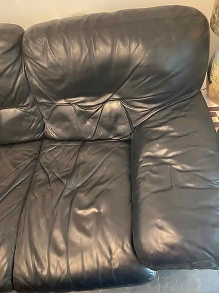 Photo of free Black leather three seater sofa (Wyken,Coventry) #2