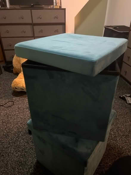 Photo of free 2 blue velvet storage boxes (Ridge) #1
