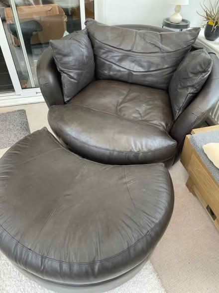 Photo of free Leather cuddle chair (Burghclere RG20) #1