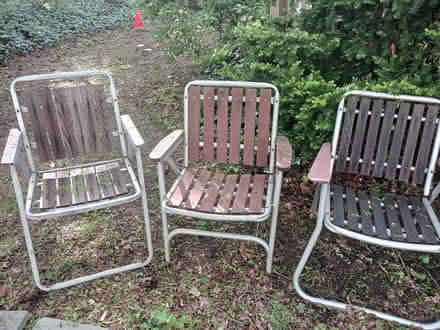 Photo of free 3 wooden lawn chairs (31 walnut st arlington, ma) #1