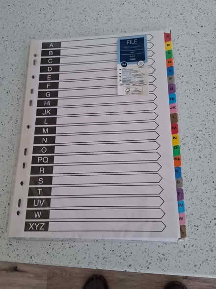 Photo of free A4 File Dividers A-Z 20-piece (Carnforth LA5) #1