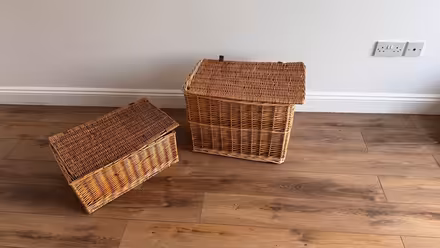 Photo of free 2 boho woven baskets with lid (Merton SW19) #1