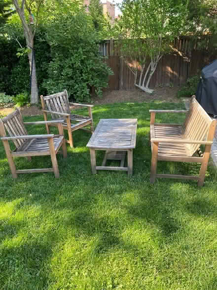 Photo of free Fair condition wood patio set (Takoma, Washington DC) #1