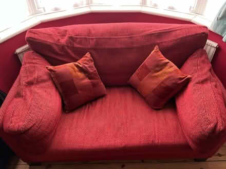 Photo of free Red two seater love seat sofa (Tottenham, N17) #4