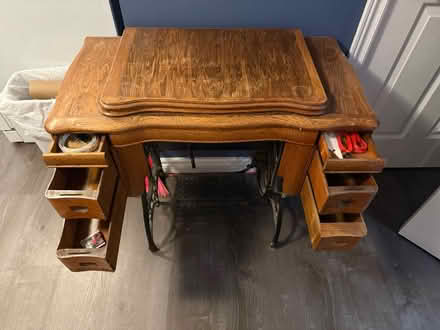Photo of free Antique sewing machine table (Bridlewood) #2